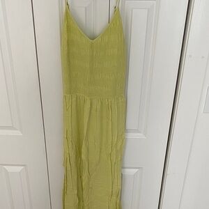 wild fable Lime Green Smocked V‑Neck Maxi Dress
